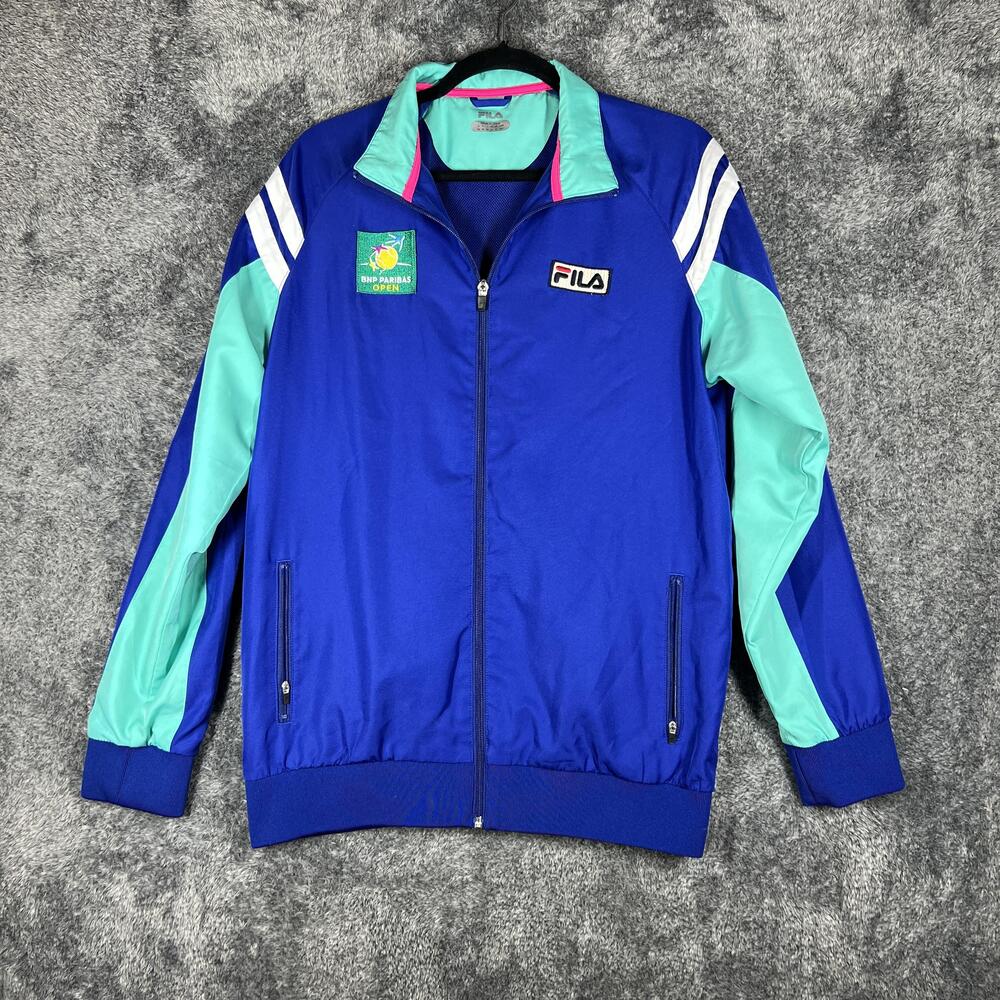 FILA Sweatshirt Mens S Blue Full Zip Lightweight Lined Pockets Embroidered Logo